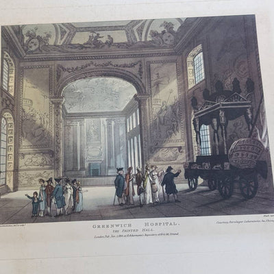 Antique Greenwich Hospital The Painted Hall London 1810 Ackermann Repository Art