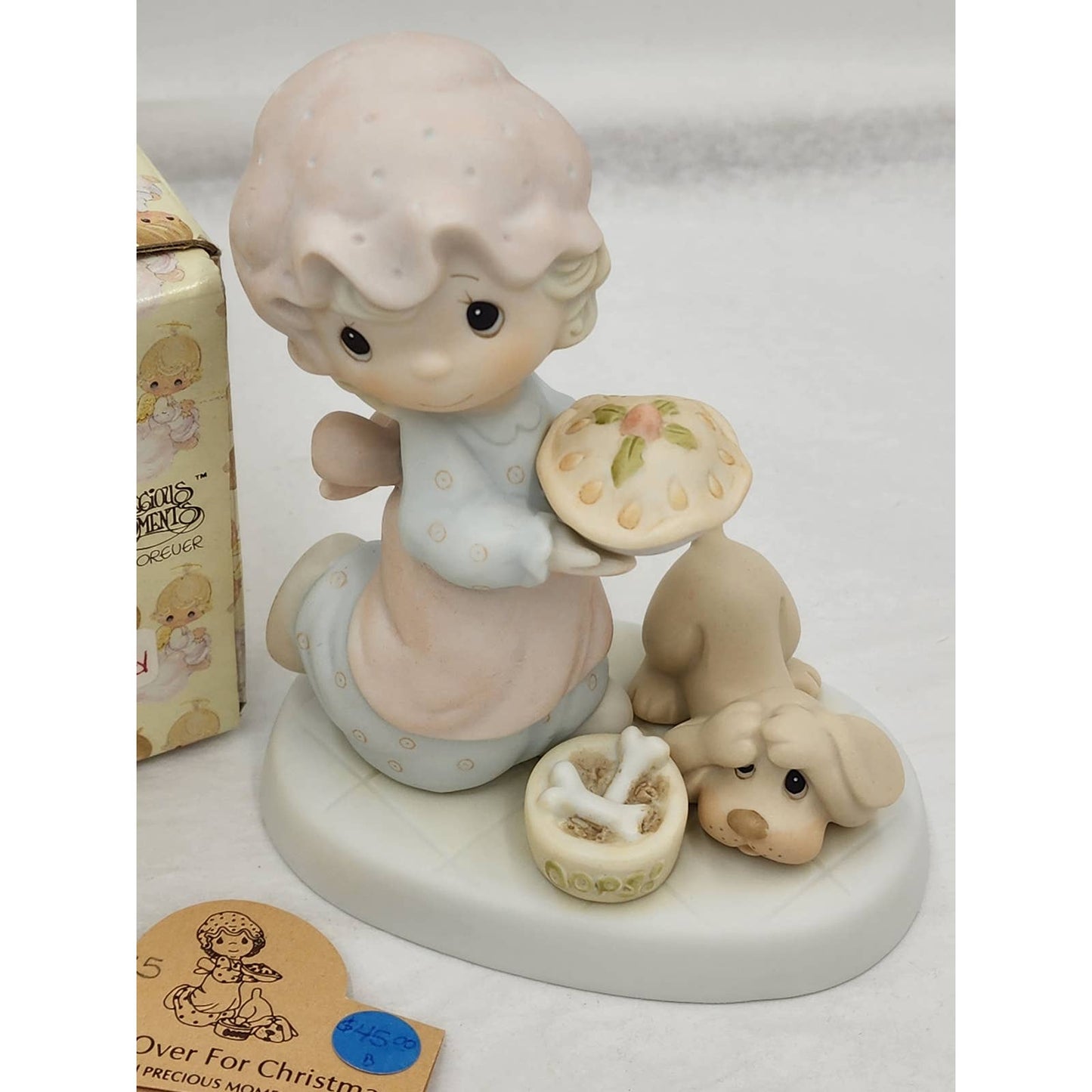 Precious Moments Figurine Dropping Over For Christmas 1982 Vintage E2375 Box Tag