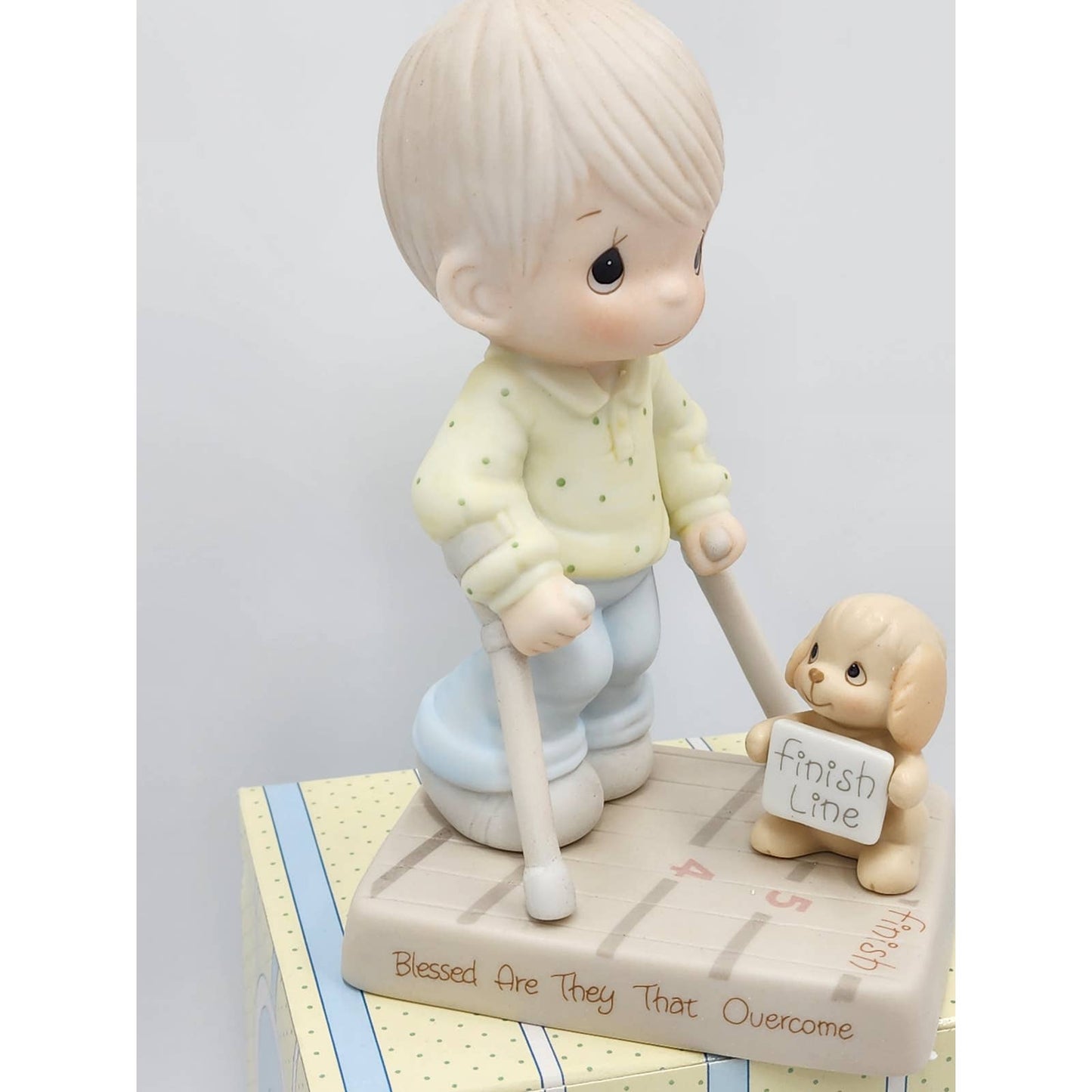 Precious Moments Figurine Blessed Are That Overcome 115479 Dog Boy 1987 Box Tags