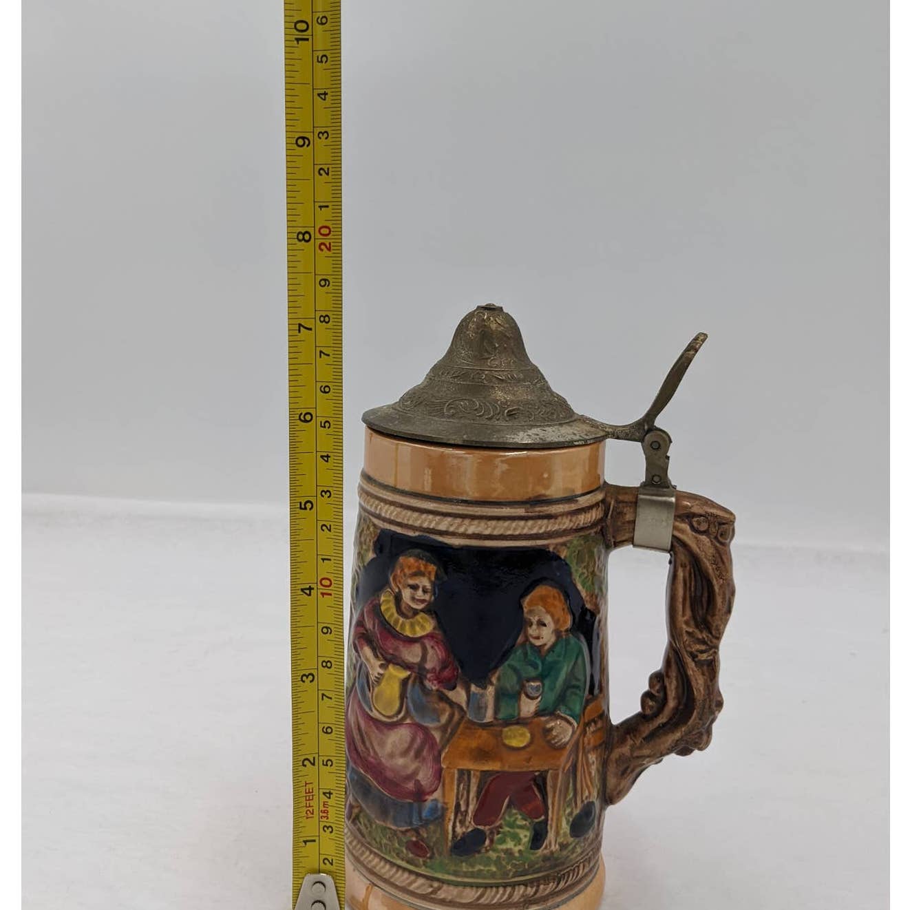 Vintage Beer Stein Raised Images Pub Drinking 7"