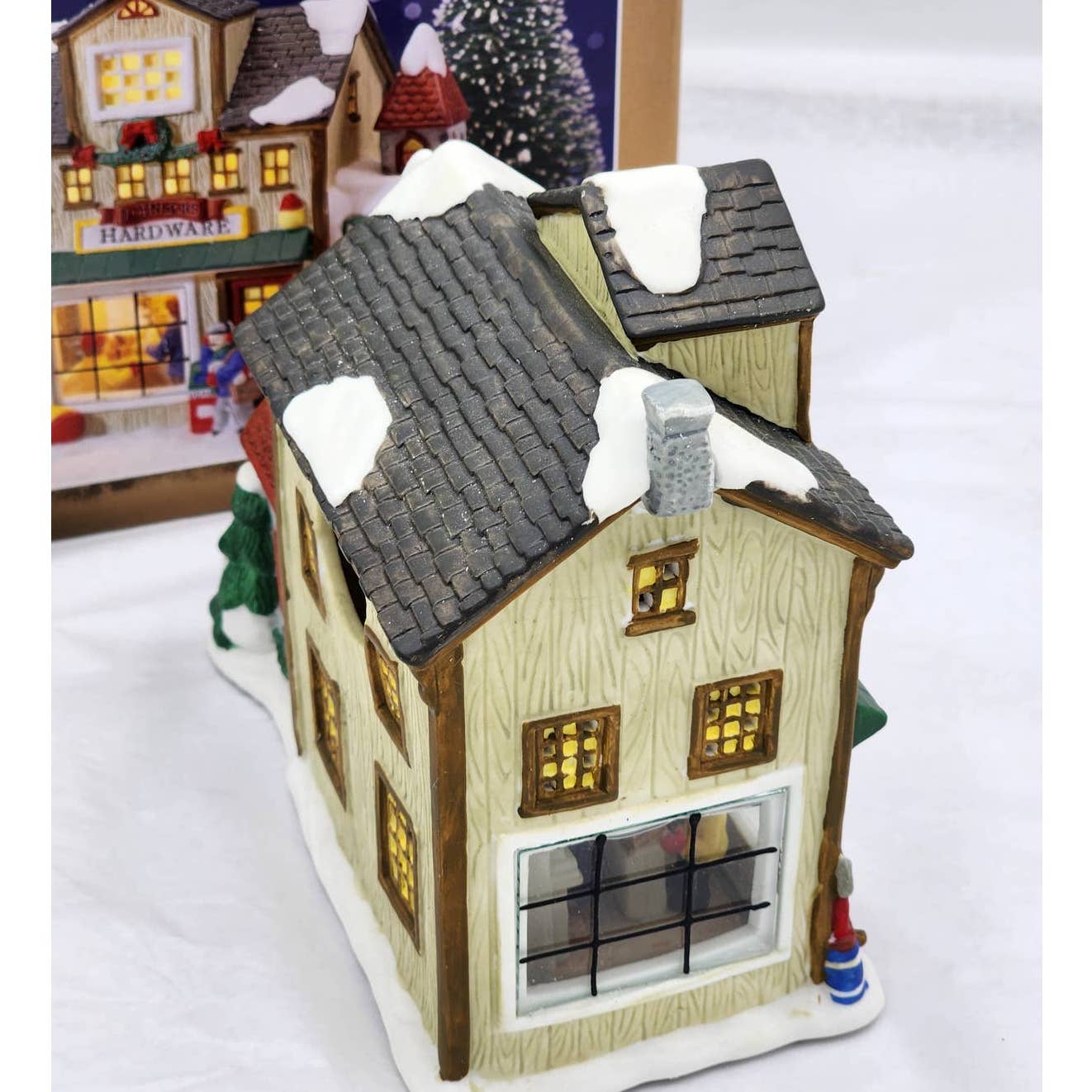 Christmas Village Enchanted Forest Porcelain Glass Window House Figurines Mail