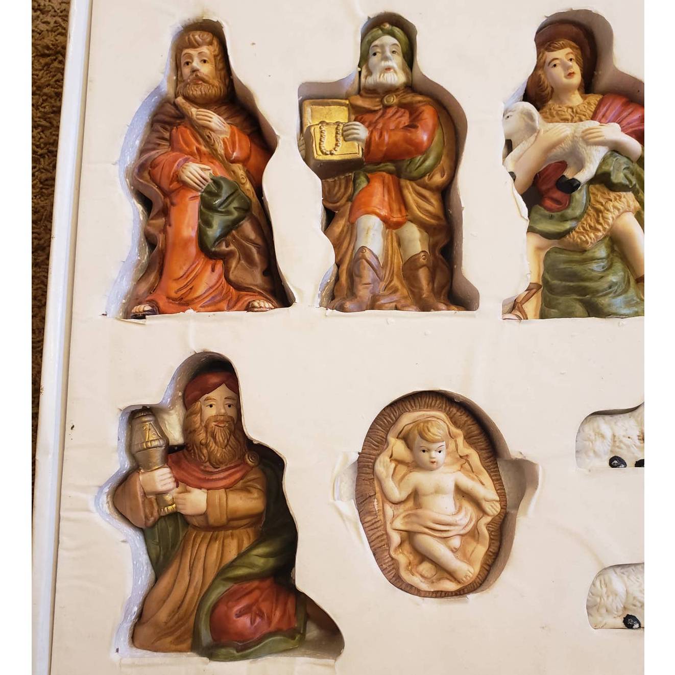 Vintage Nativity 9 Set Porcelain Baby Jesus Wise Men Mary Sheep Dynasty Classics