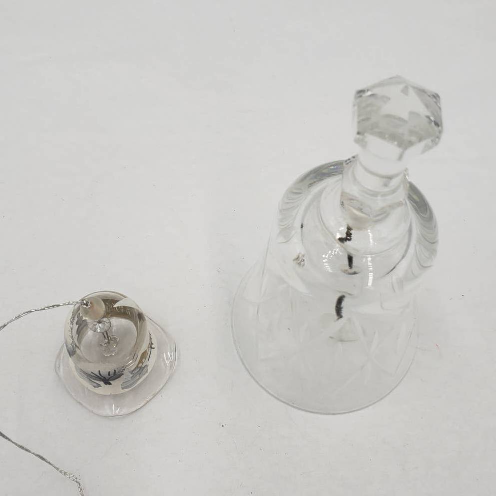 Set of 2 Bells Glass Bell and Ornament Winter Bell