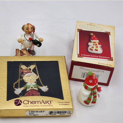 Christmas Tree Decorations Kathe Wohlfahrt German, Hallmark Snowman, Chemart Elf