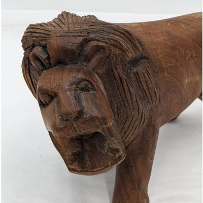 Vintage African Lion Hand Carved In Kenya 6x5x11