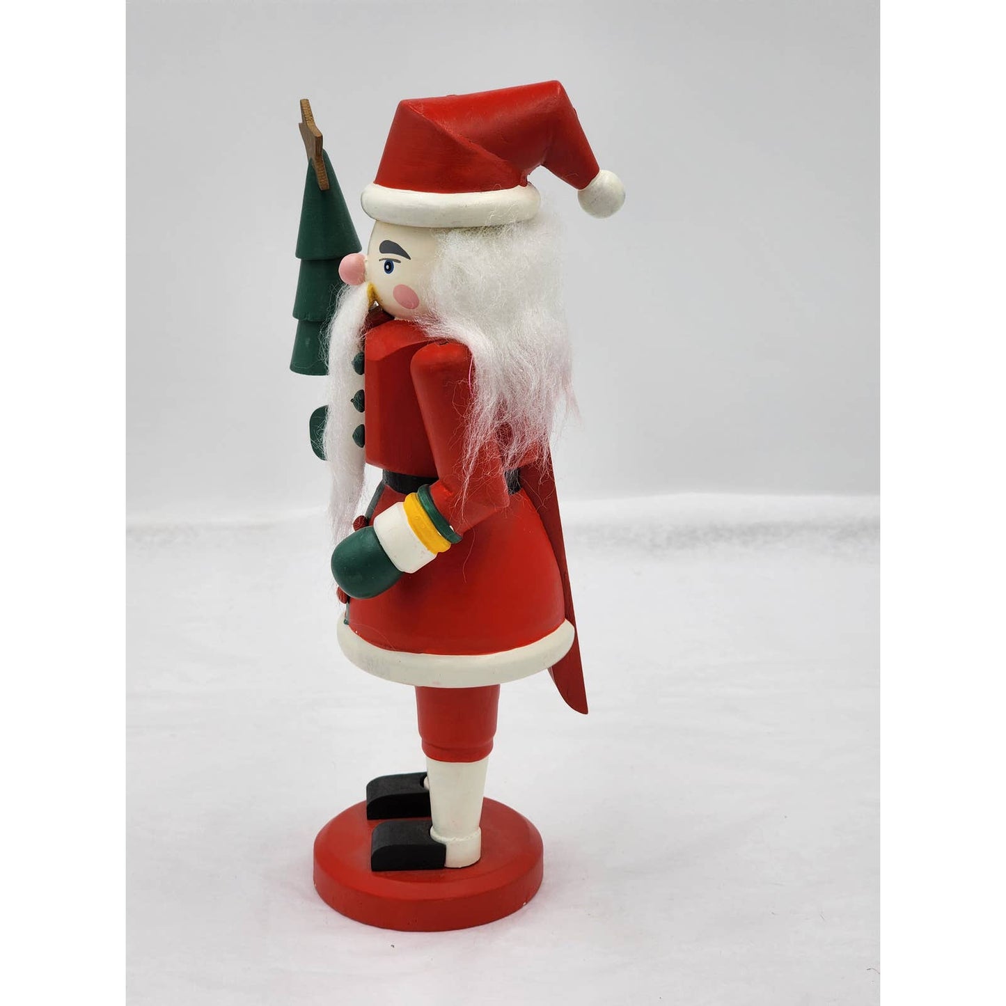 Nutcracker Christmas Santa Figurine Holding Tree Rosy Cheeks Santa Claus 10"