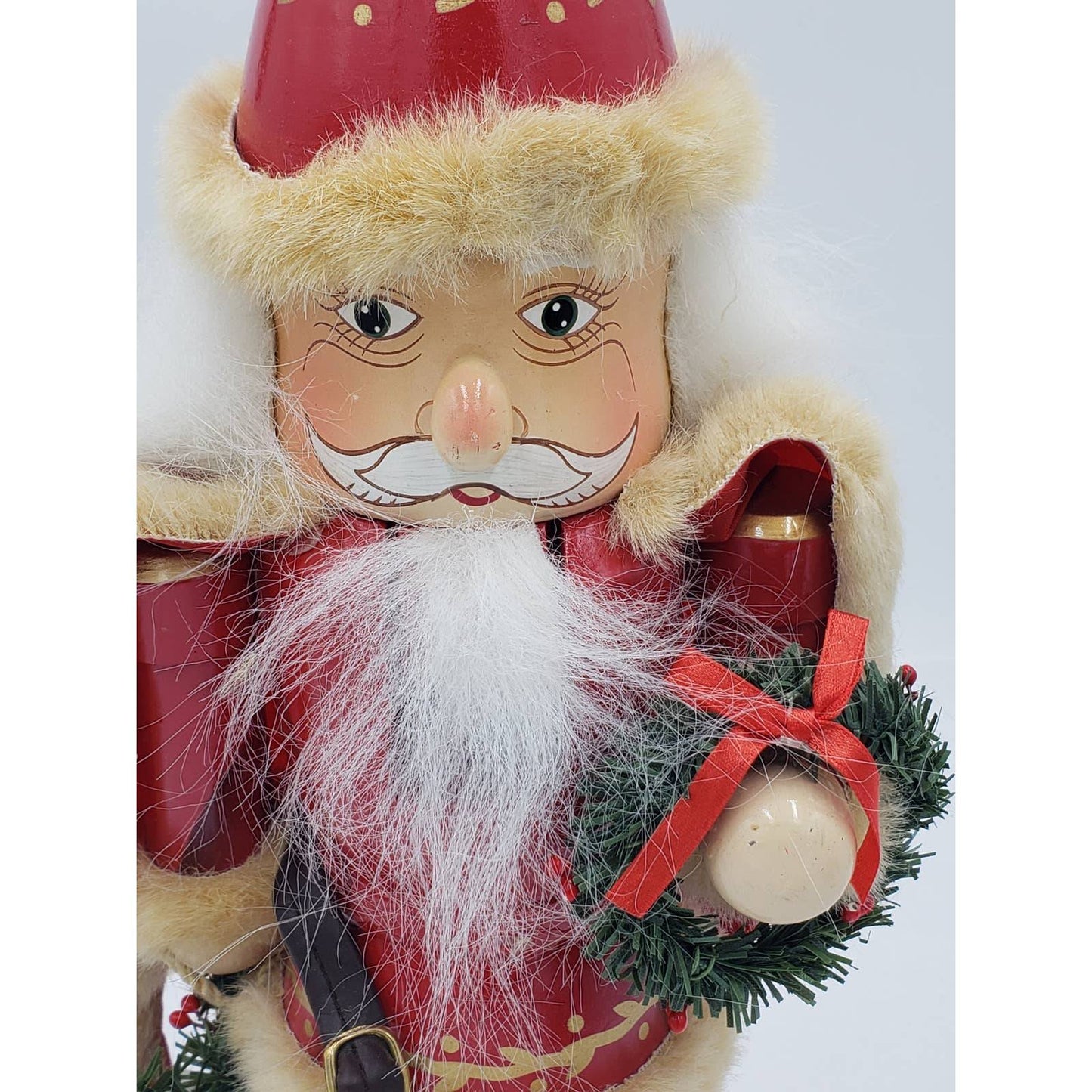 Nutcracker Santa Claus Red Cape Holding Toy Bag Size 14"