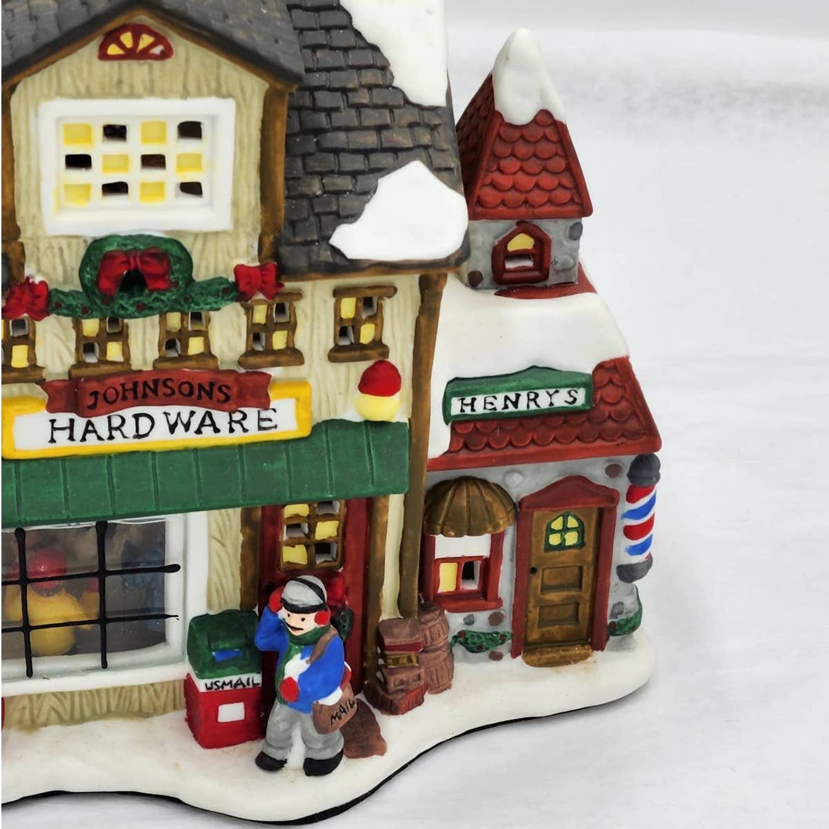 Christmas Village Enchanted Forest Porcelain Glass Window House Figurines Mail