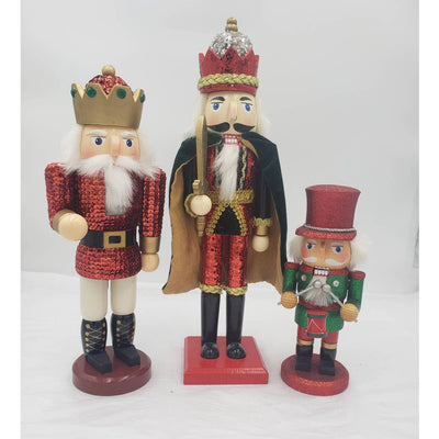 Nutcracker Set of 3 King With Cape, Drummer, Jeweled and Bedazzled Nutcrackers