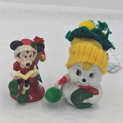 Snow Bells Handcrafted Bisque Porcelain And Disney Minnie Jingle Bells Ornament