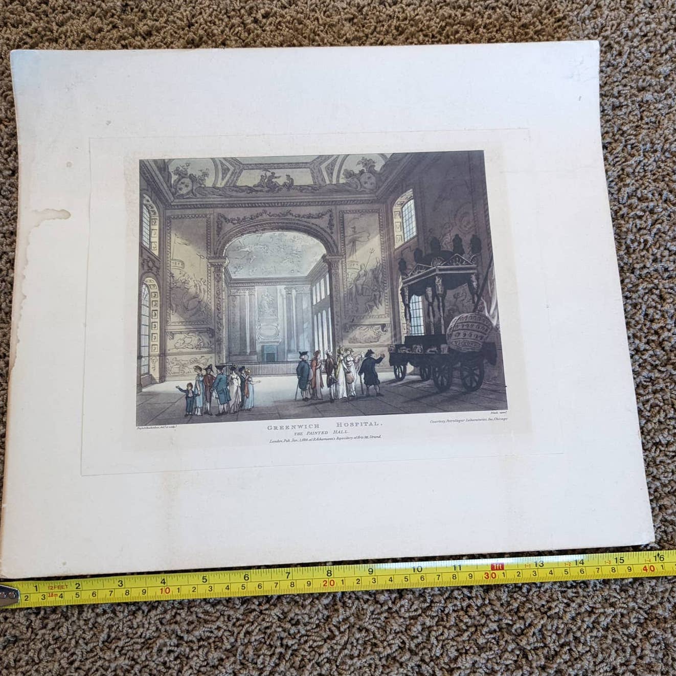 Antique Greenwich Hospital The Painted Hall London 1810 Ackermann Repository Art