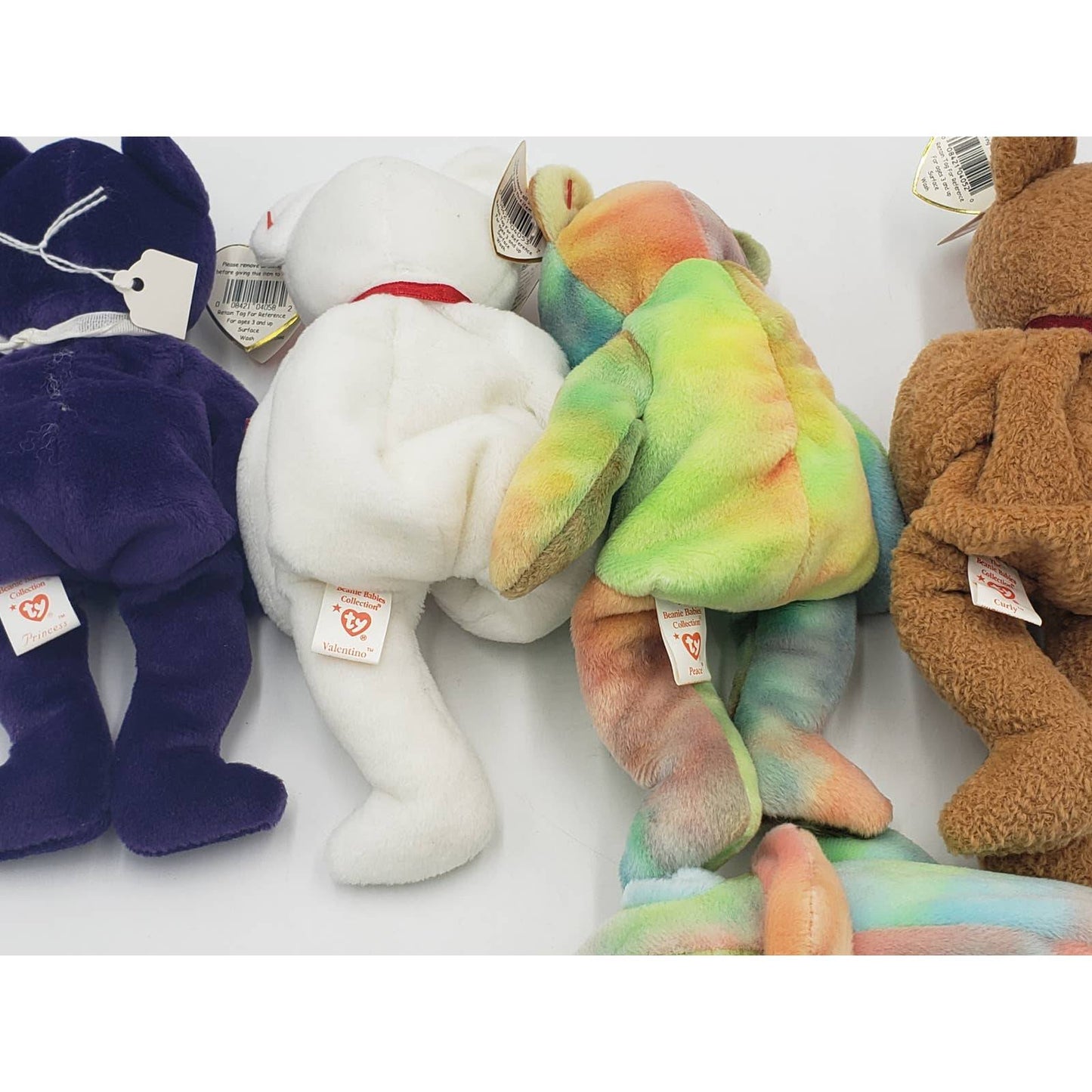 Beanie Baby Rare Lot w/Errors: Princess, Curly, Hissy, Valentino, Peace, Rainbow