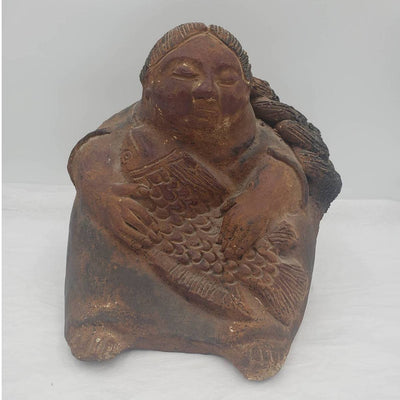 Primitive Aztec Style Rare Statue Mexican Folk Art Abuela Central America 11"