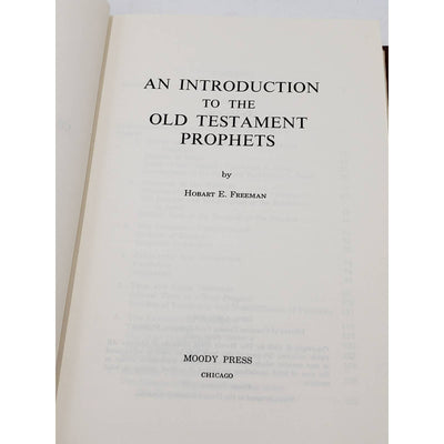 Introduction to the Old Testament Prophets Hardcover by Hobart Freeman 1972