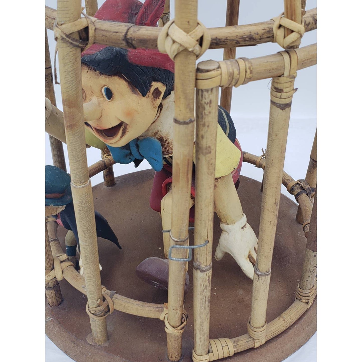 VTG Rare Walt Disney Pinocchio Jiminy Cricket Bamboo Cage that Opens and Hangs