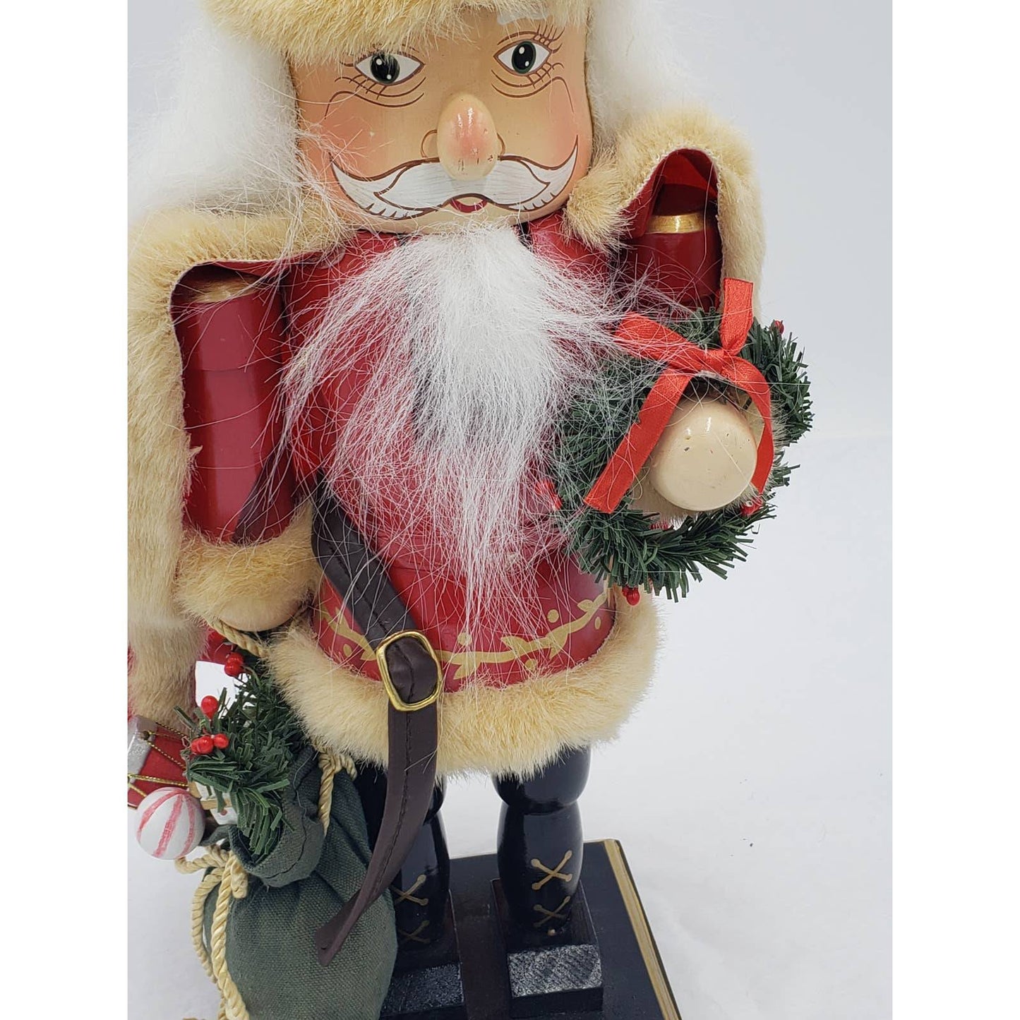 Nutcracker Santa Claus Red Cape Holding Toy Bag Size 14"