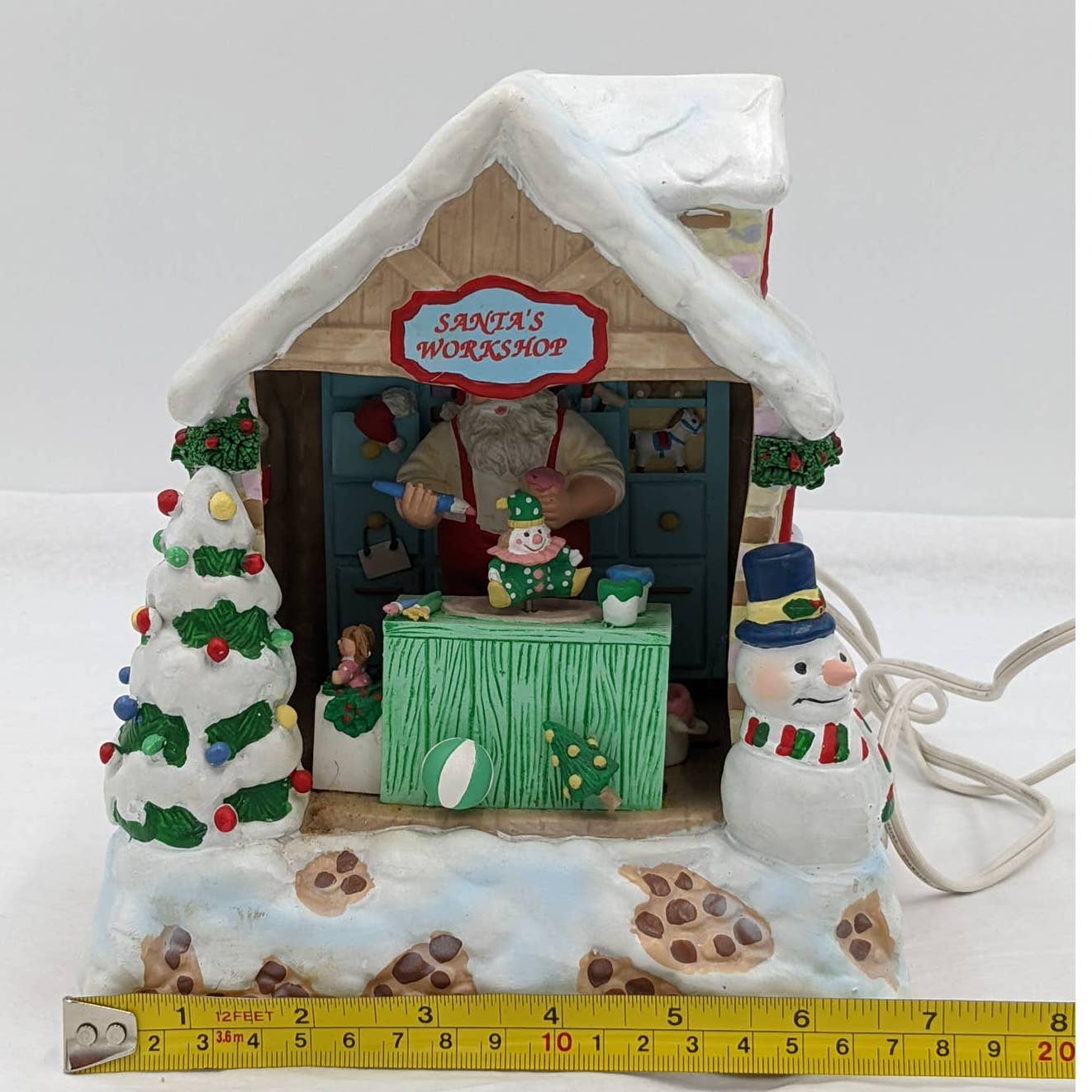 Trim A Home Santa Workshop Ceramic Action Musical Box Tested and Works