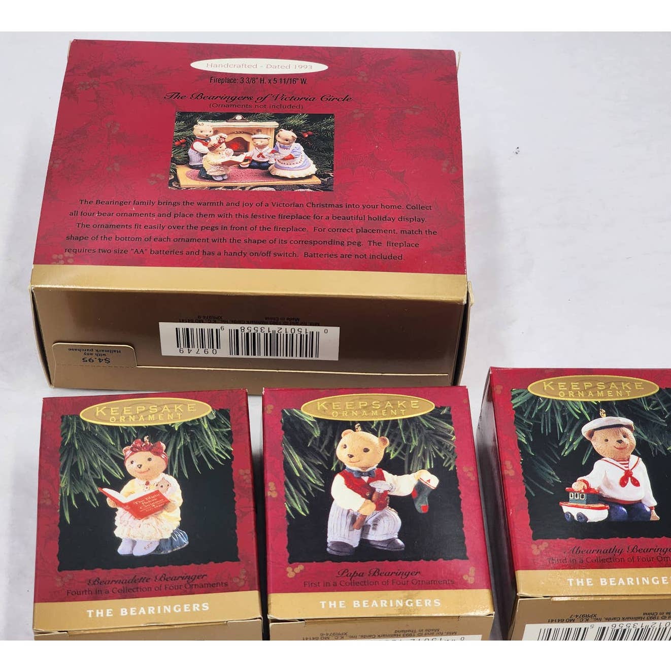 Hallmark Ornament Keepsake Bearingers Lot 4 Victorian Christmas Vintage 1993