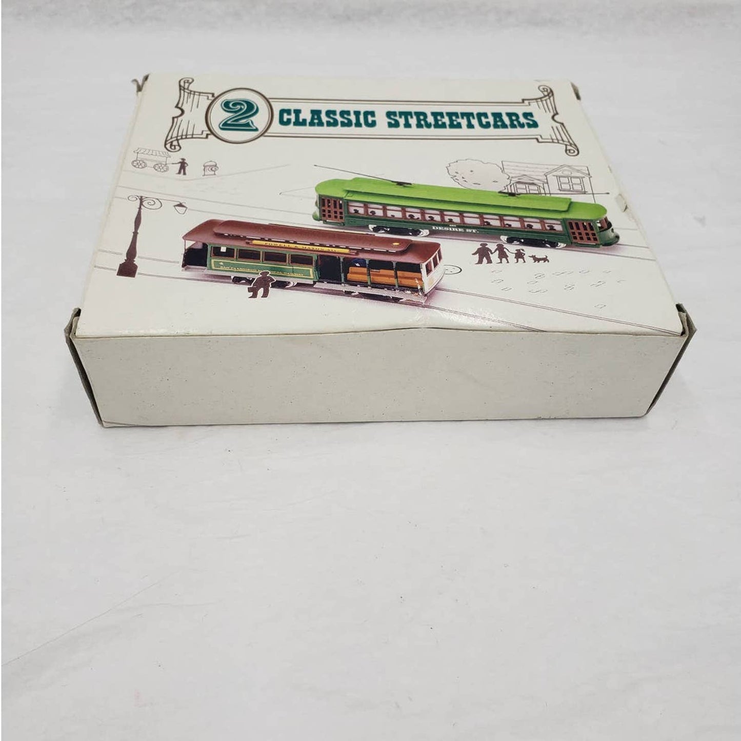 2 Classic Streetcars Trains Locomotives with Box