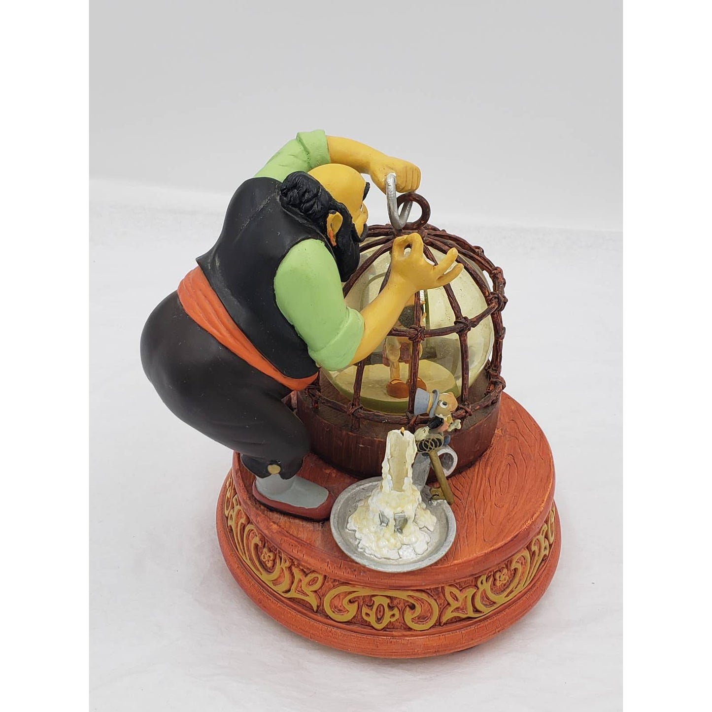 Walt Disney Snow Globe Pinocchio Stromboli Jiminy Cricket Music Box Tune Toyland