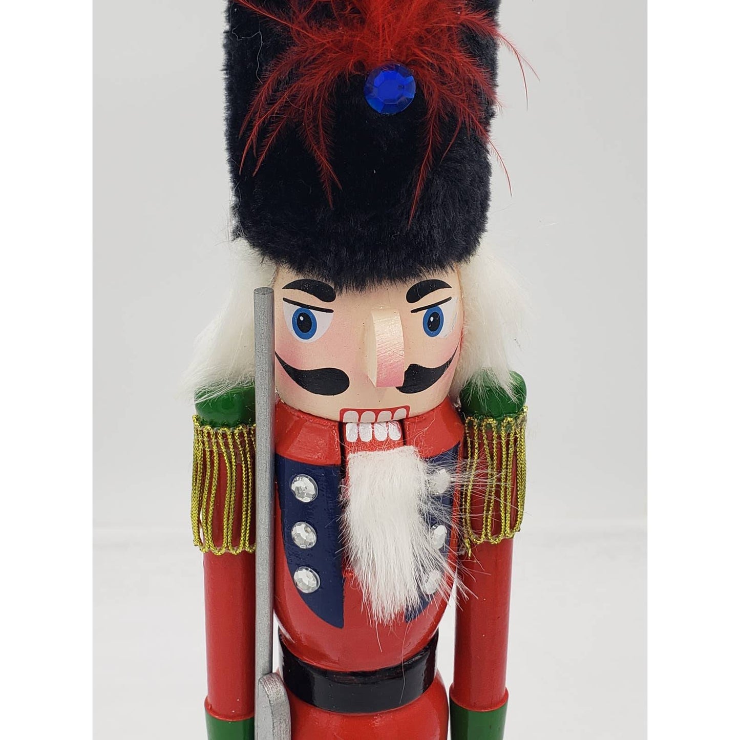 Nutcracker Thin Soldier with Rifle Jeweled Bedazzled 15"