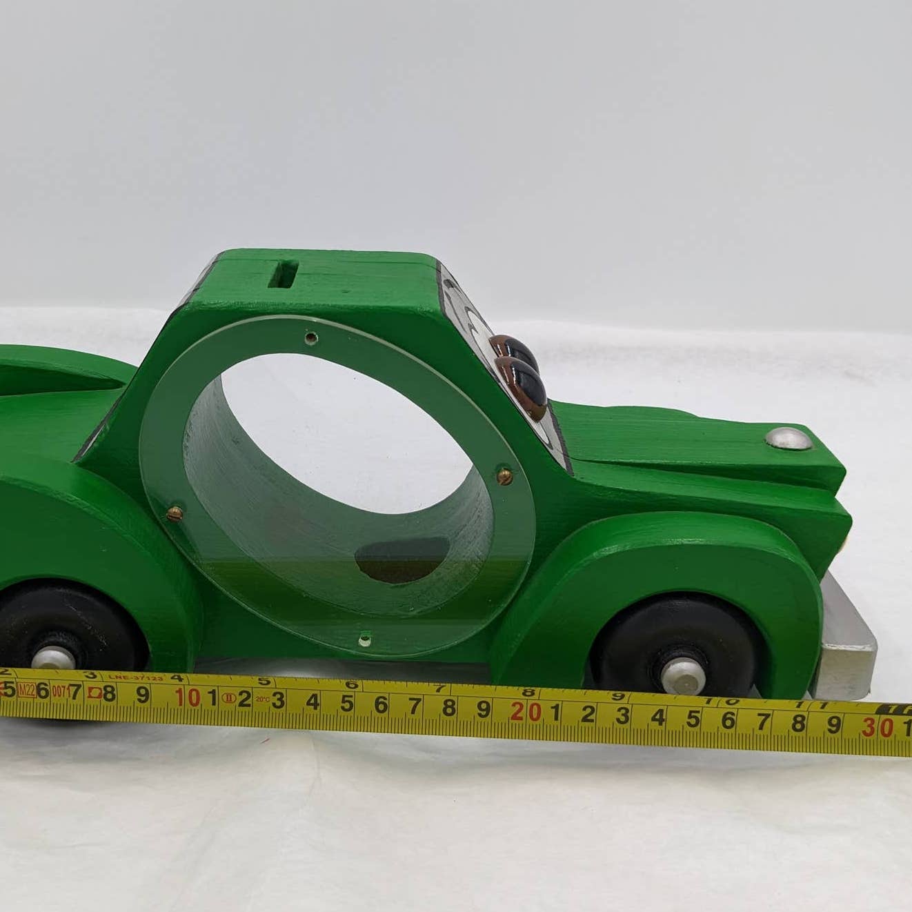 Coin Piggy Bank Car Vehicle Big Lips Smiles Wheels Kids Wooden Handmade Vintage