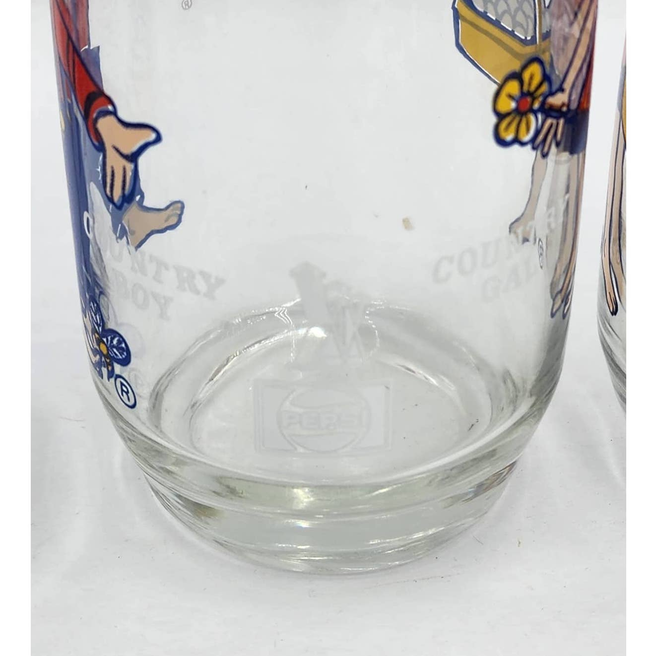 Pepsi Country Kitchen Country Gal & Boy Vintage Collector Drinking Glasses Set 4