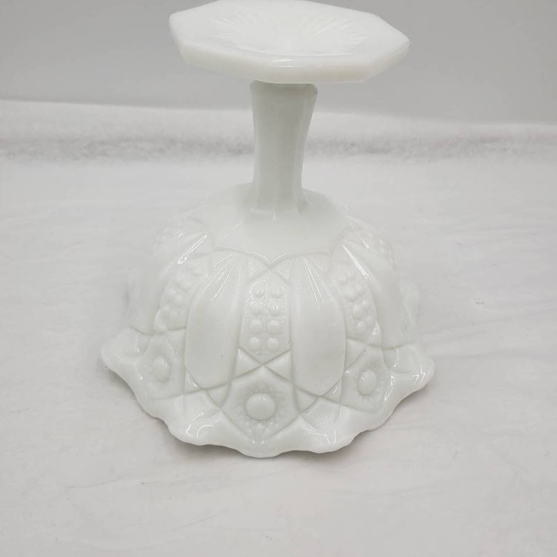 Vintage Milk Glass Pedestal Compote White Candy Dish Bowl 7" Tall