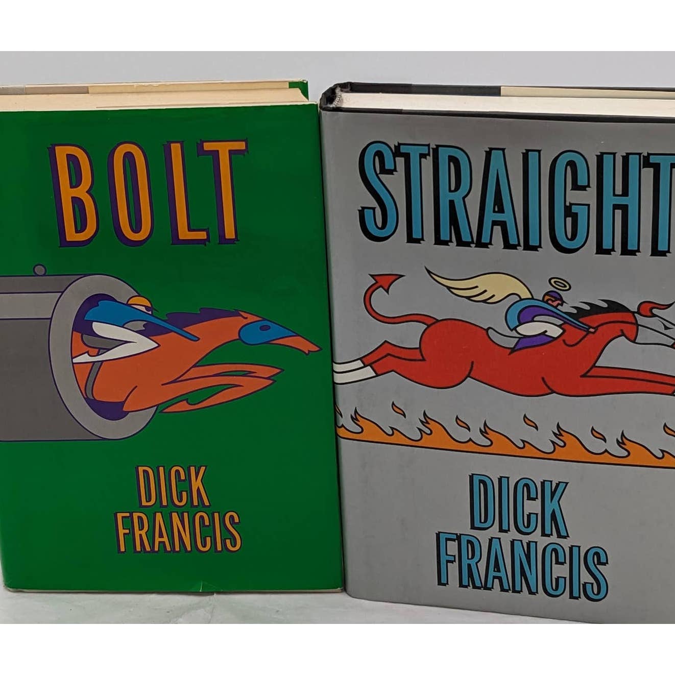 Dick Francis Books Bolt 1987 & Straight 1989 Vintage Crime Mystery Horse Racing