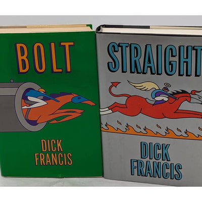 Dick Francis Books Bolt 1987 & Straight 1989 Vintage Crime Mystery Horse Racing