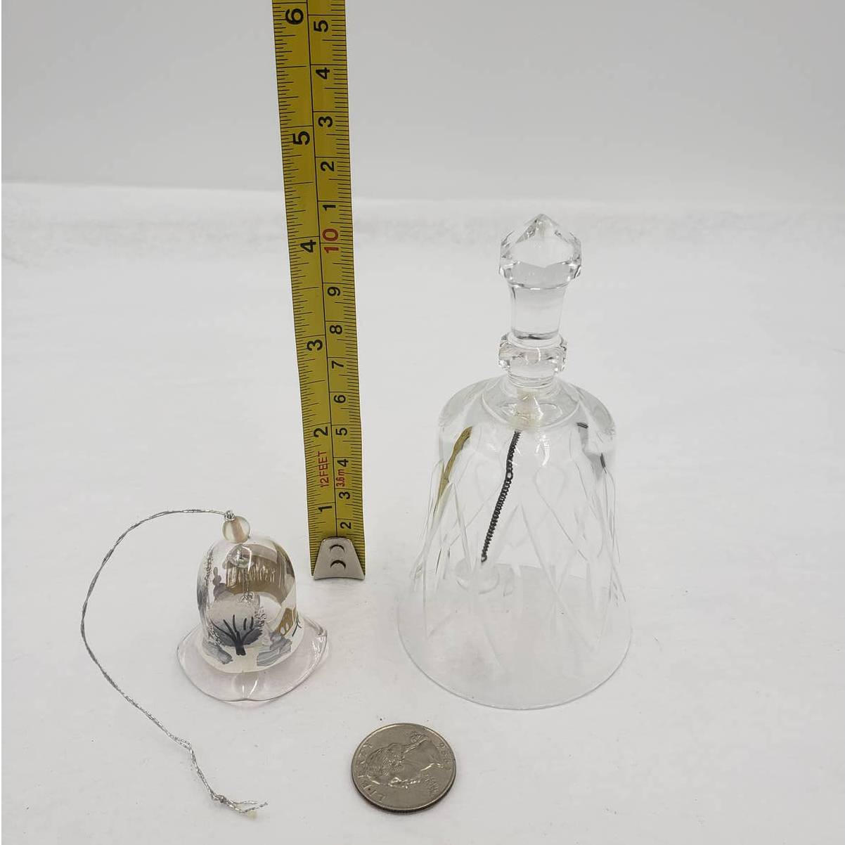 Set of 2 Bells Glass Bell and Ornament Winter Bell