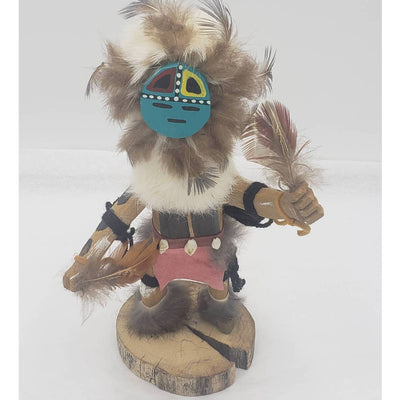 Vintage Kachina Doll Masked Sun Face Signed Sherman Handcrafted 11" Tall