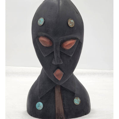 Vintage African Face Mask Tabletop Wooden Handcrafted Ghana West Africa 12.5"