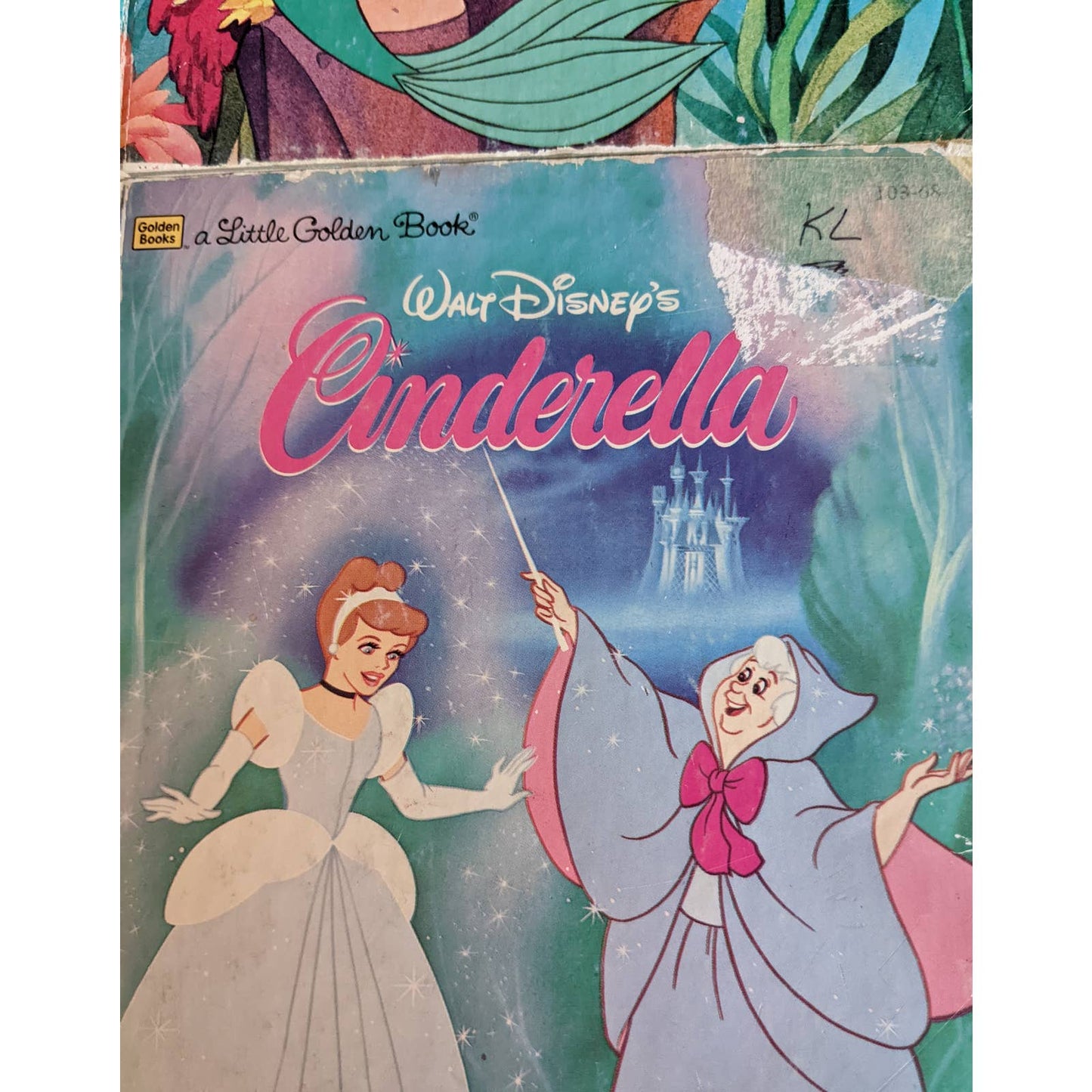 Vintage Golden Book Set of 2 Walt Disney Cinderella The Little Mermaid Childrens