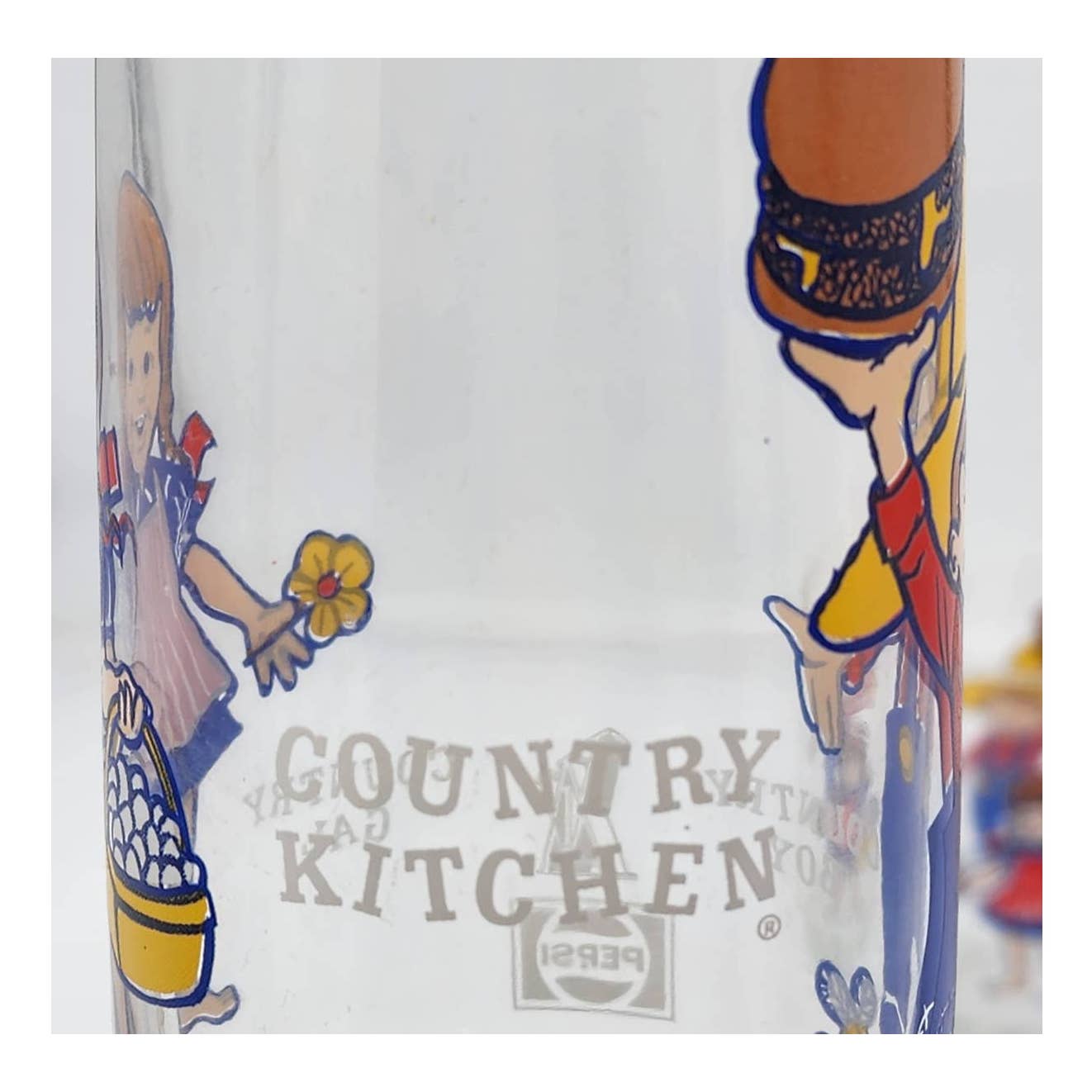 Pepsi Country Kitchen Country Gal & Boy Vintage Collector Drinking Glasses Set 4