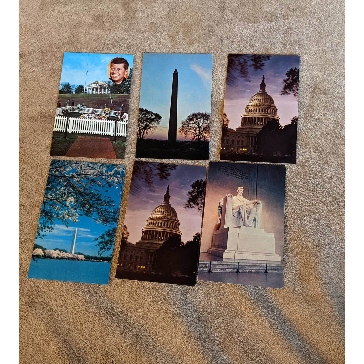 Vintage Washington DC Postcard Lot Lincoln, Washington, JFK Grave, Supreme Court