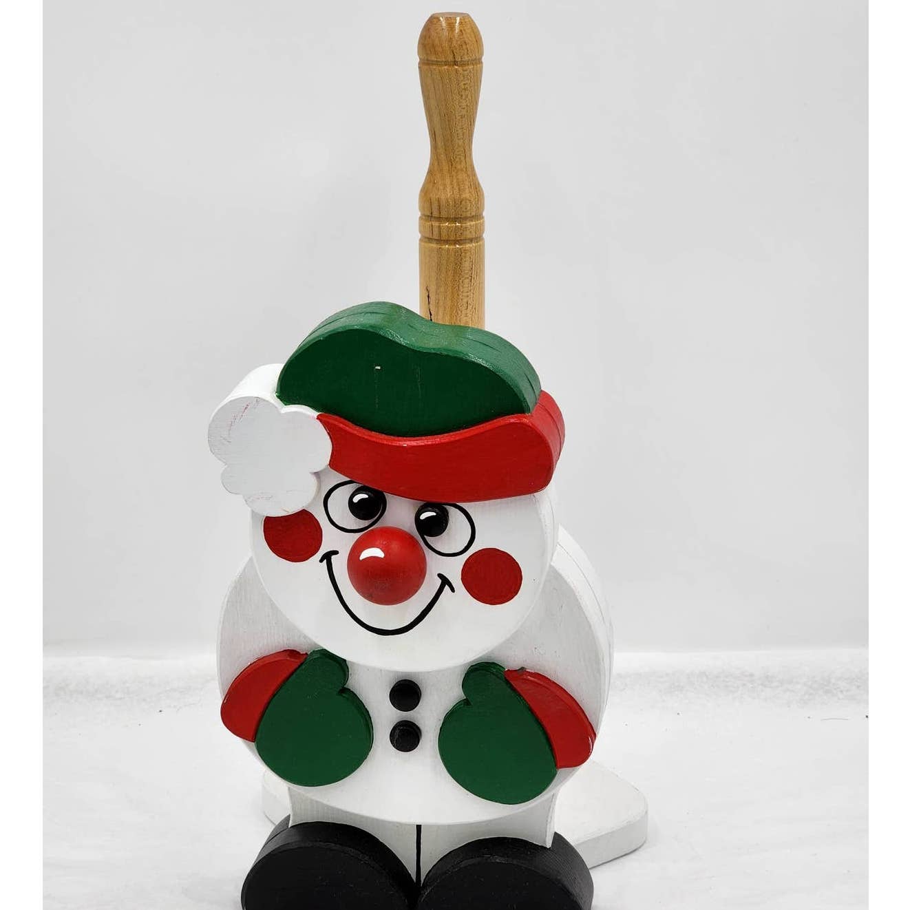 Snowman Paper Towel Holder Stand Dispenser Winter Christmas Wooden