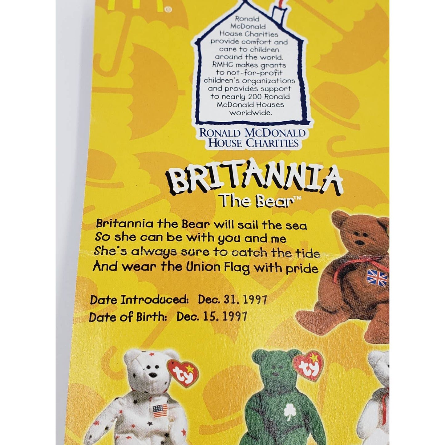 Ty McDonalds Beanie Britannia the Bear - New in Box