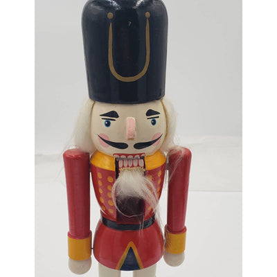 Vintage 14" Nutcracker Soldier Black Hat Top Red Made in China