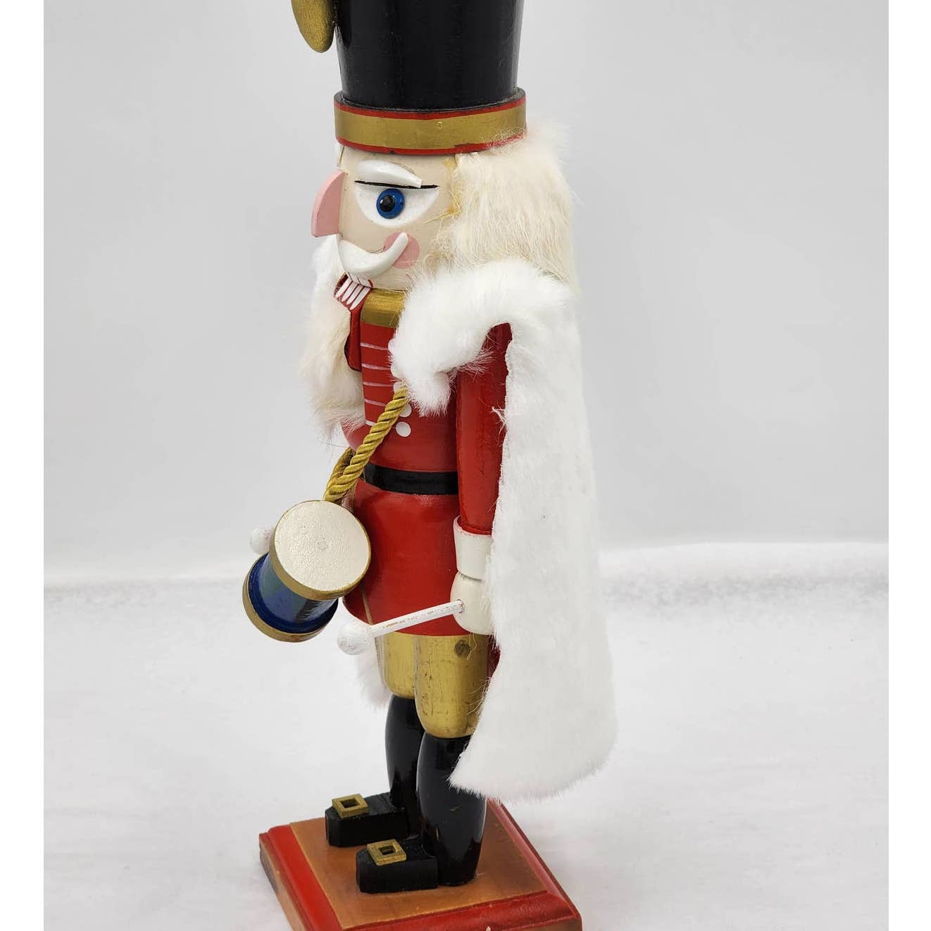 Nutcracker Christmas Drummer White Cape Vintage Wooden 13"