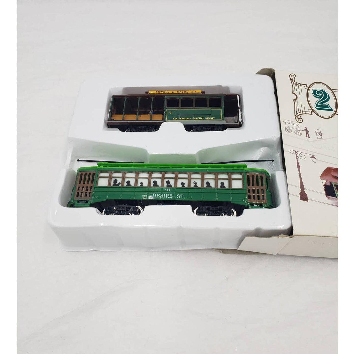 2 Classic Streetcars Trains Locomotives with Box