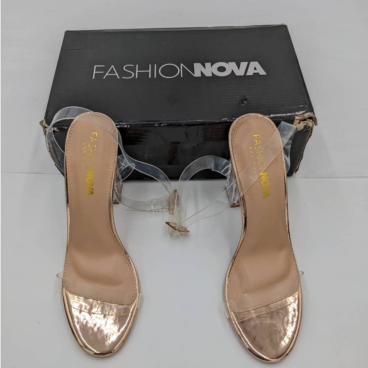 Fashion nova glass on sale slipper