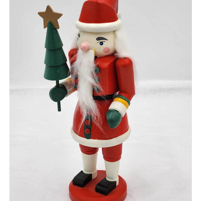 Nutcracker Christmas Santa Figurine Holding Tree Rosy Cheeks Santa Claus 10"