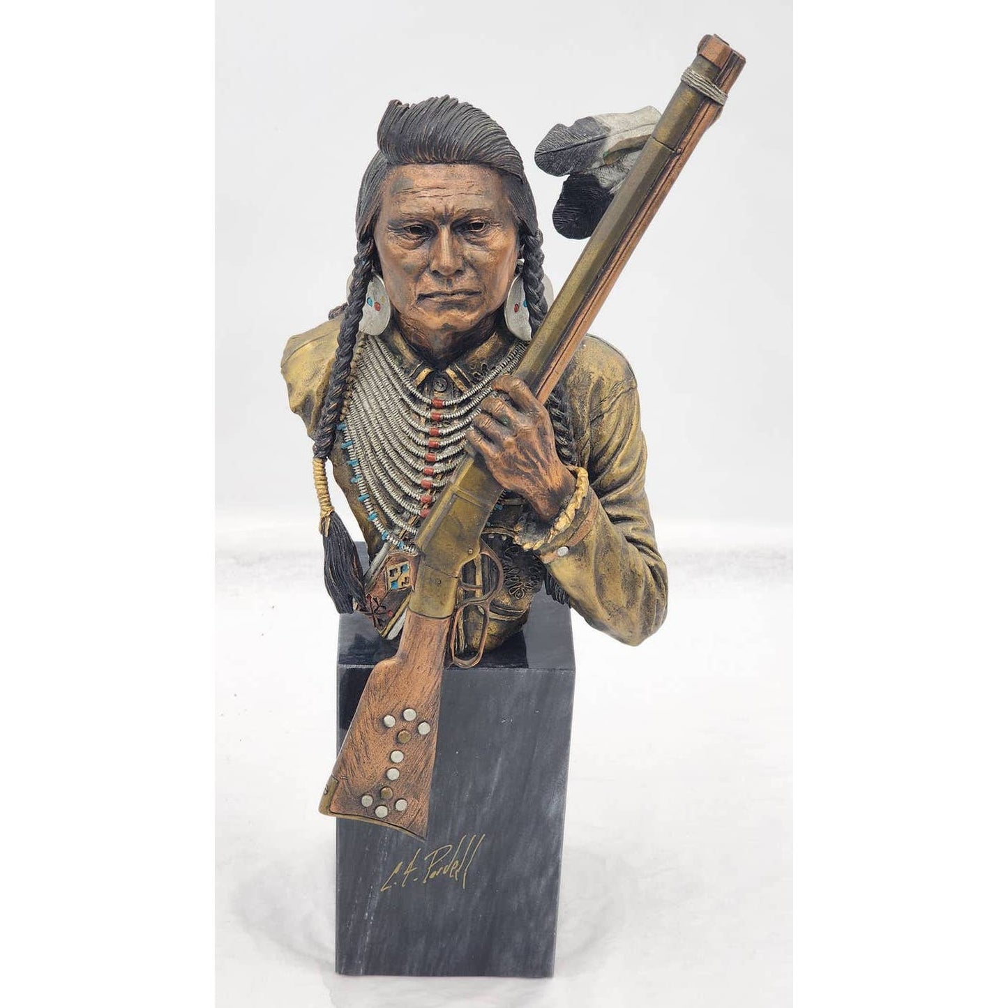 Pardell Legends No More Forever Chief Joseph Mixed Media Bronze Sculpture W/Box