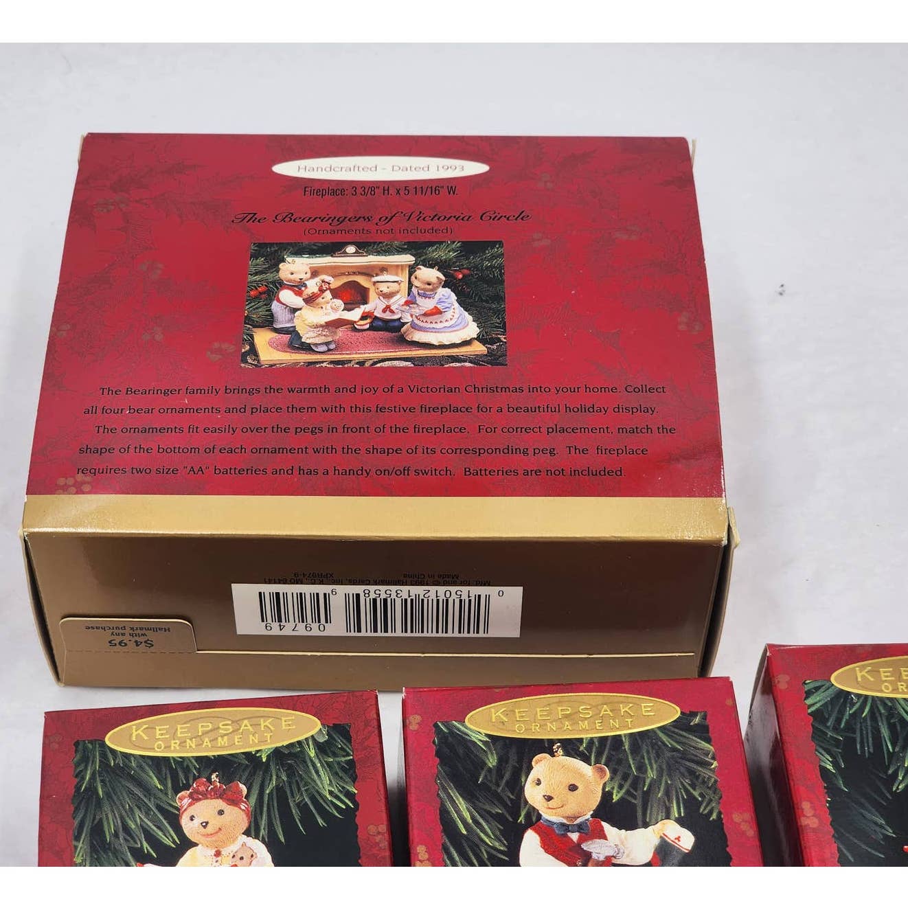 Hallmark Ornament Keepsake Bearingers Lot 4 Victorian Christmas Vintage 1993