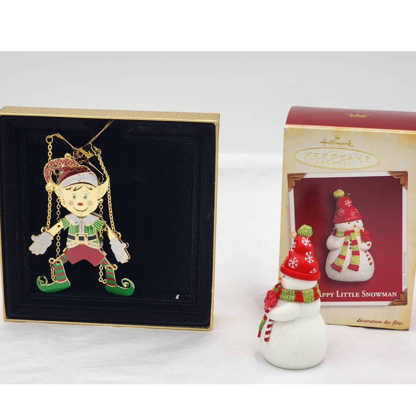 Christmas Tree Decorations Kathe Wohlfahrt German, Hallmark Snowman, Chemart Elf