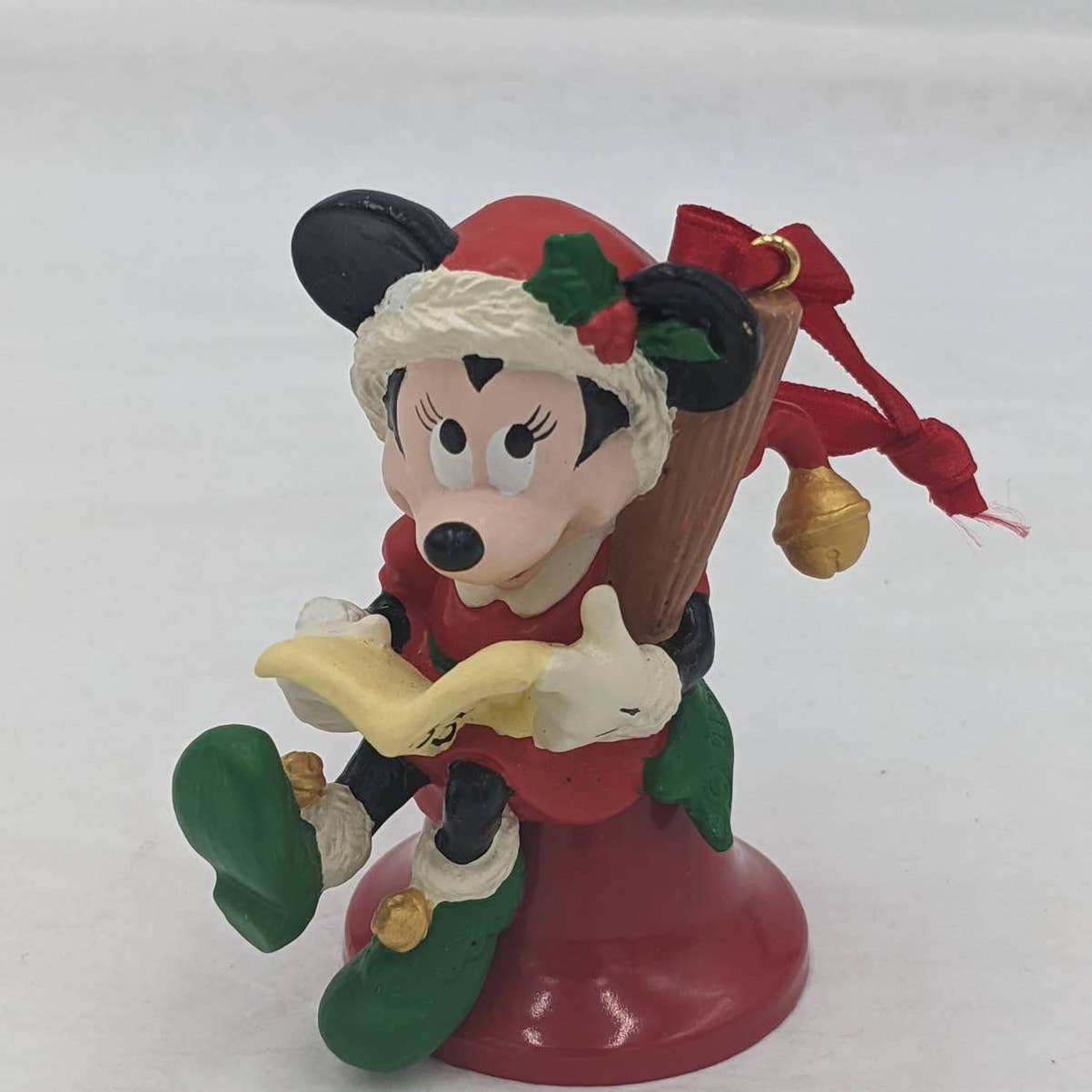 Snow Bells Handcrafted Bisque Porcelain And Disney Minnie Jingle Bells Ornament