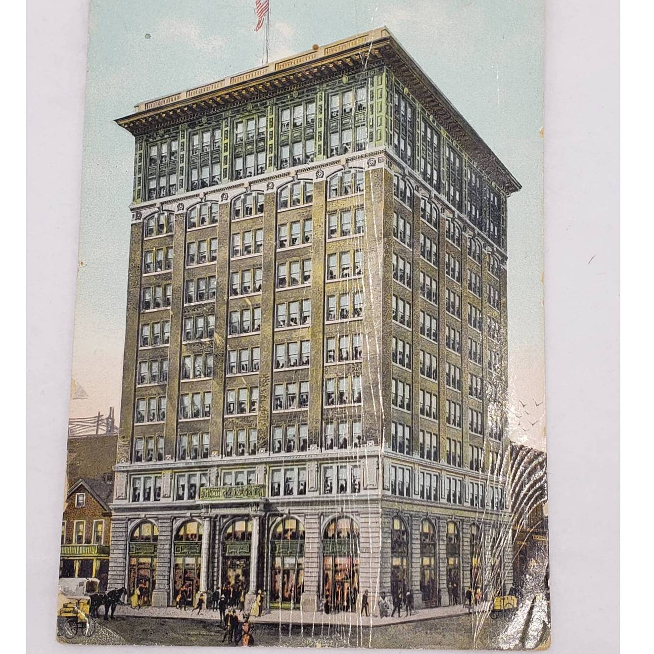 C1911 Portland Oregon Wells Fargo Building Antique Postcard