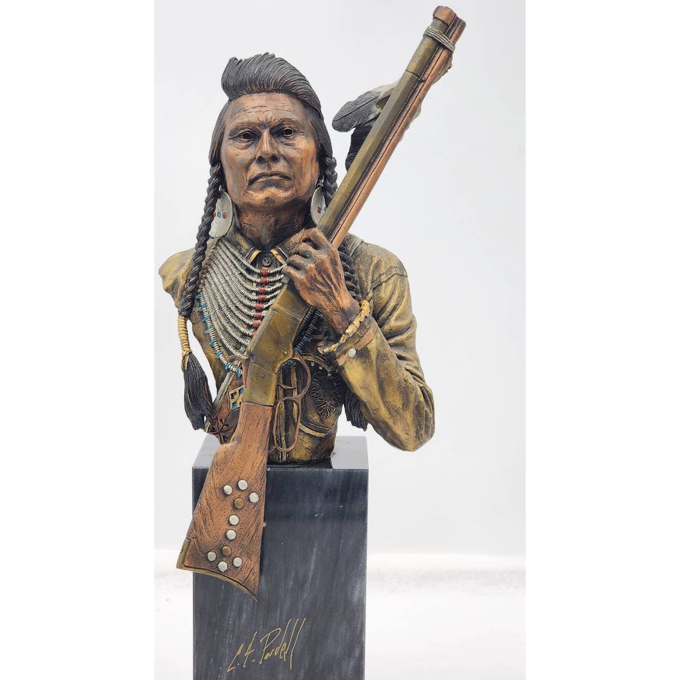 Pardell Legends No More Forever Chief Joseph Mixed Media Bronze Sculpture W/Box