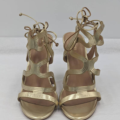 Express Womens Gold Open Toe High Heels Size 8